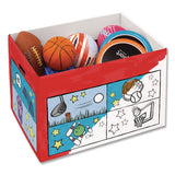 At Play Color In Toy Box, Sports Design, 1 Section, 5.25 Cu Ft, 28" X 18" X 18", White/black