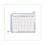 Framed Calendar Dry Erase Board, 24 X 18, White Surface, Silver Aluminum Frame