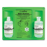 Double Bottle Sterile Saline Eye Wash Wall Station, 16 Oz Bottles, 2 Bottles/station, 4 Stations/carton