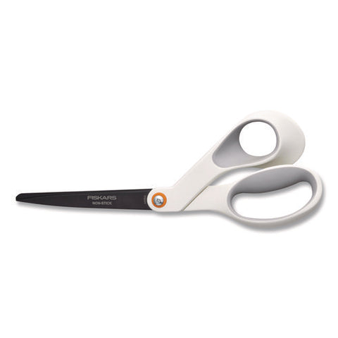 Premier Softgrip Nonstick Scissors, 9.75" Long, 8" Cut Length, Offset White Handle