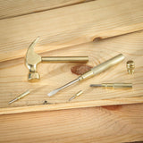 5-in-1 Carpenter's Hammer With Nesting Handle Containing Four Screwdrivers, 6.5" Long Gold Handle