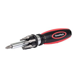 Ratcheting Screw/nut Driver Set, Phillips/slotted/star Bits, 7" Long, Black/red