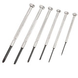 Precision Screwdriver Set, Six-piece, Phillips/slotted, Assorted Lengths, Polished Steel Handles