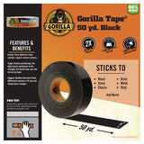 Gorilla Tape, 3" Core, 1.88" X 50 Yds, Black