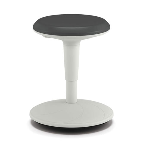 Revel Adjustable Height Fidget Stool, Backless, Supports Up To 250 Lb, 13.75" To 18.5" Seat Height, Charcoal Seat, White Base