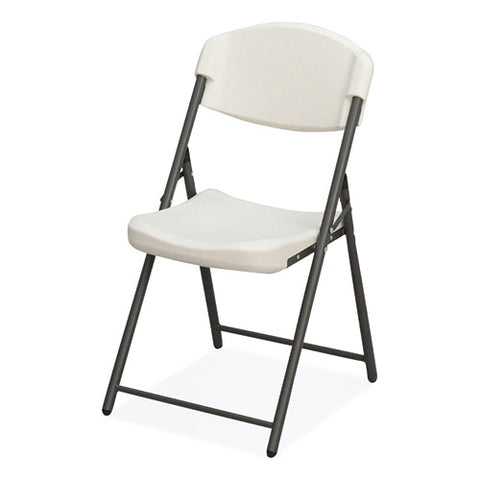 Rough N Ready Commercial Folding Chair, Supports Up To 350lb, 18" Seat Height, Platinum Granite Seat/back, Black Base, 4/pack