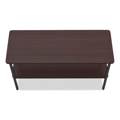 Officeworks One-shelf Utility Table, Rectangular, 47.25" X 17.7" X 29.5", Walnut Top, Black Base/legs