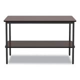 Officeworks One-shelf Utility Table, Rectangular, 47.25" X 17.7" X 29.5", Walnut Top, Black Base/legs