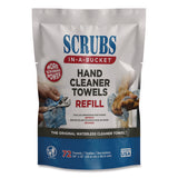 Hand Cleaner Towels, Scrubs In-a-bucket Refill, 1-ply, 10 X 12, Citrus, Blue/white, 72/pack, 6 Packs/carton