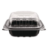 Polypropylene Plastic Hinged Container, 6 X 6 X 3, Black/clear, Plastic, 50/pack, 6 Packs/carton