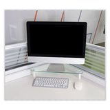 Glass Corner Monitor Riser, 19.7" X 11" X  3.25", Clear, Supports 40 Lbs