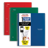 Wirebound Notebook With Two Pockets, 1-subject, Medium/college Rule, Assorted Cover Color, (100) 11 X 8.5 Sheets, 3/pack