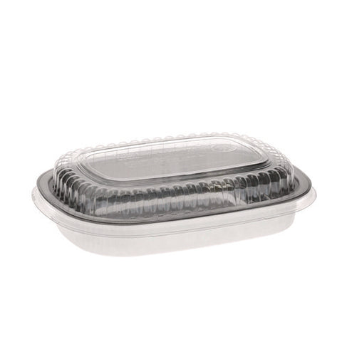 Classic Carry-out Container With Pet Dome Lid, 22 Oz, 8.2 X 6.2 X 1.3, Silver, 100/carton