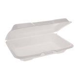 Conventional Foam Hinged Lid Container, Very Shallow, 9 X 6.5 X 1, White, 150/carton