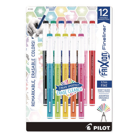 Frixion Fineliner Erasable Porous Point Pen, Stick, Fine 0.7 Mm, Assorted Ink, Assorted Barrel, 12/pack