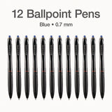 Pentonic Retractable Ballpoint Pen, Fine 0.7 Mm, Blue Ink, Blue Barrel, 12/pack