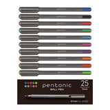 Pentonic Medium Point Ballpoint Pen, 1 Mm, Assorted Ink Colors, Charcoal Gray Barrel, 25/pack