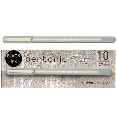 Pentonic Frost Pen, Stick, Fine 0.7 Mm, Black Ink, Pale Gray Barrel, 10/pack