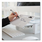 Adjustable Height Desktop Glass Monitor Riser With Dry-erase Board, 14 X 10.25 X 2.5 To 5.25, White, Supports 100 Lb