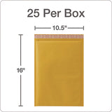 Kraft Bubble Mailers, Barrier Bubble Cushion, Redi-seal Adhesive Closure, 10.5 X 15, Brown Kraft, 25/pack