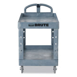 Brute Heavy-duty Ergo Handle Utility Cart, Plastic, Two Shelves, 500 Lb Capacity, 25.5" X 44" X 39", Gray