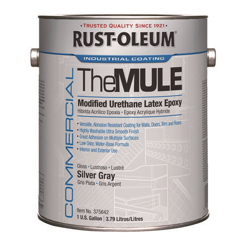 Commercial The Mule (modified Urethane Latex Epoxy), Interior/exterior, Gloss Silver Gray, 1 Gal Bucket/pail, 2/carton