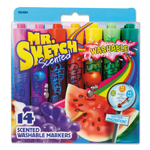 Washable Markers, Broad Chisel Tip, Assorted Colors, 14/set