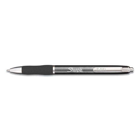 S-gel Premium Metal Barrel Gel Pen, Retractable, Medium 0.7 Mm, Black Ink, Gun Metal Gray Barrel, Dozen