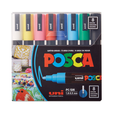 Posca Permanent Specialty Marker, Medium Bullet Tip, Assorted Colors, 8-pack