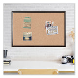 Cork Bulletin Board With Black Aluminum Frame, 35 X 23, Tan Surface