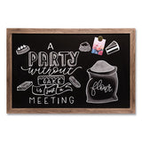 Magnetic Chalkboard With Rustic Frame, 35 X 23, Black Surface, Brown Frame