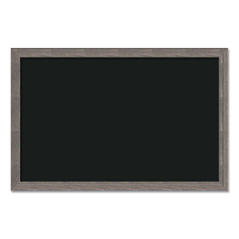 Magnetic Chalkboard With Rustic Frame, 35 X 23, Black Surface, Brown Frame