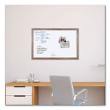 Magnetic Dry Erase Board With Rustic Frame, 35 X 23, White Surface, Brown Frame