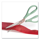 U Eco Scissors. Concave Tip, 9.45" Long, 3" Cut Length, Assorted Straight Handle, 3/pack