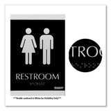 Century Series Office Sign, Men/women Restroom, 6 X 9, Black/silver