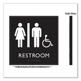 Ada Sign, Unisex Accessible Restroom, Plastic, 8 X 8, Clear/white