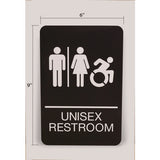 Ada Sign, Unisex Restroom, 6 X 9, Black Face, White Graphics