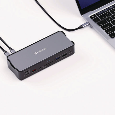 Usb-c Pro Docking Station 15-in-1, Audio/displayport/hdmi/micro Sd/rj45/sd/usb-a/usb-c, Gray