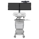 Telemedicine Cart, Side-by-Side Monitors & Onboard Power