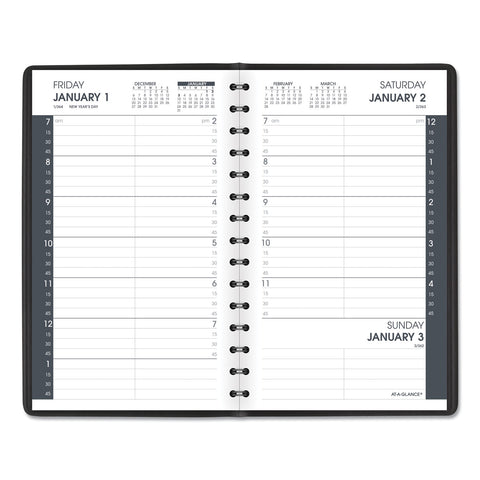 Daily Appointment Book With 15-minute Appointments, 8 X 5, Black, 2021