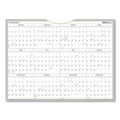 Wallmates Self-adhesive Dry Erase Yearly Calendar, 24 X 18, 2022