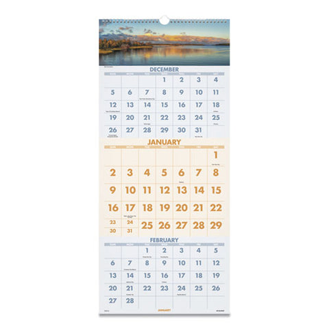 Scenic Three-month Wall Calendar, 12 X 27, 2022