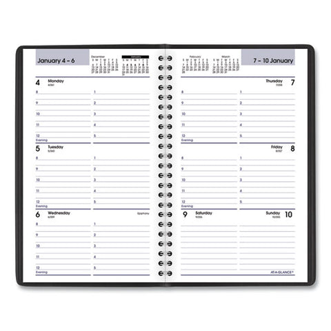 Block Format Weekly Appointment Book, 8.5 X 5.5, Black, 2021