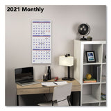 Vertical-format Three-month Reference Wall Calendar, 12 X 27, 2021