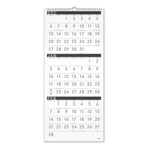 Contemporary Three-monthly Reference Wall Calendar, 12 X 27, 2020-2022