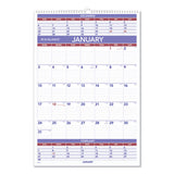 Three-month Wall Calendar, 15.5 X 22.75, 2021