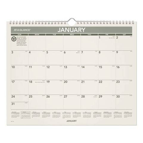 Recycled Wall Calendar, 15 X 12, 2022