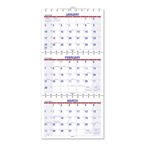 Move-a-page Three-month Wall Calendar, 12 X 27, Move-a-page, 2021