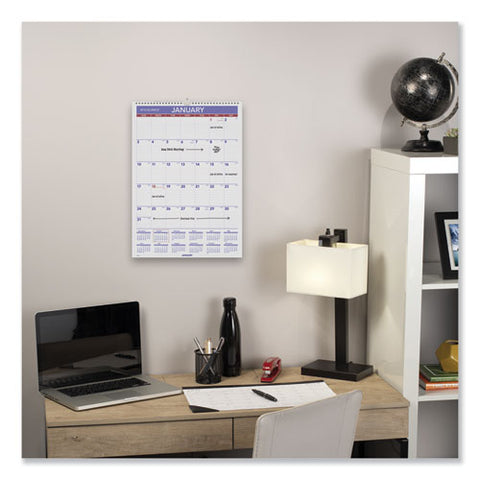 Erasable Wall Calendar, 12 X 17, White, 2022