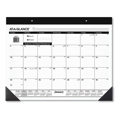 Monthly Refillable Desk Pad, 22 X 17, White, 2022